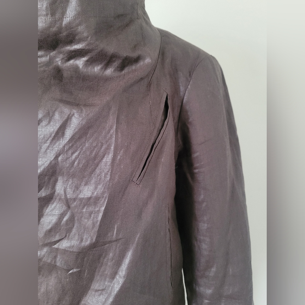 Magaschoni Women's Luxury Linen/Cotton Cropped Jacket Brown Small - Picture 14 of 16